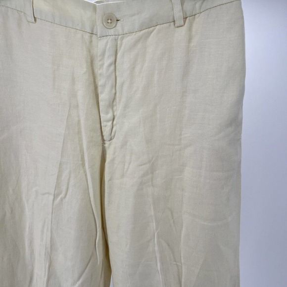 Gap Womens Linen Pants Pale Yellow High Rise Wide Leg Cropped Size 6 - Picture 3 of 7